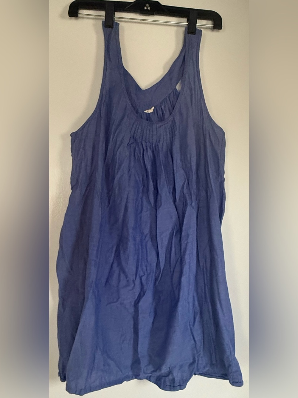Sleeveless Blue Cotton Tunic Dress